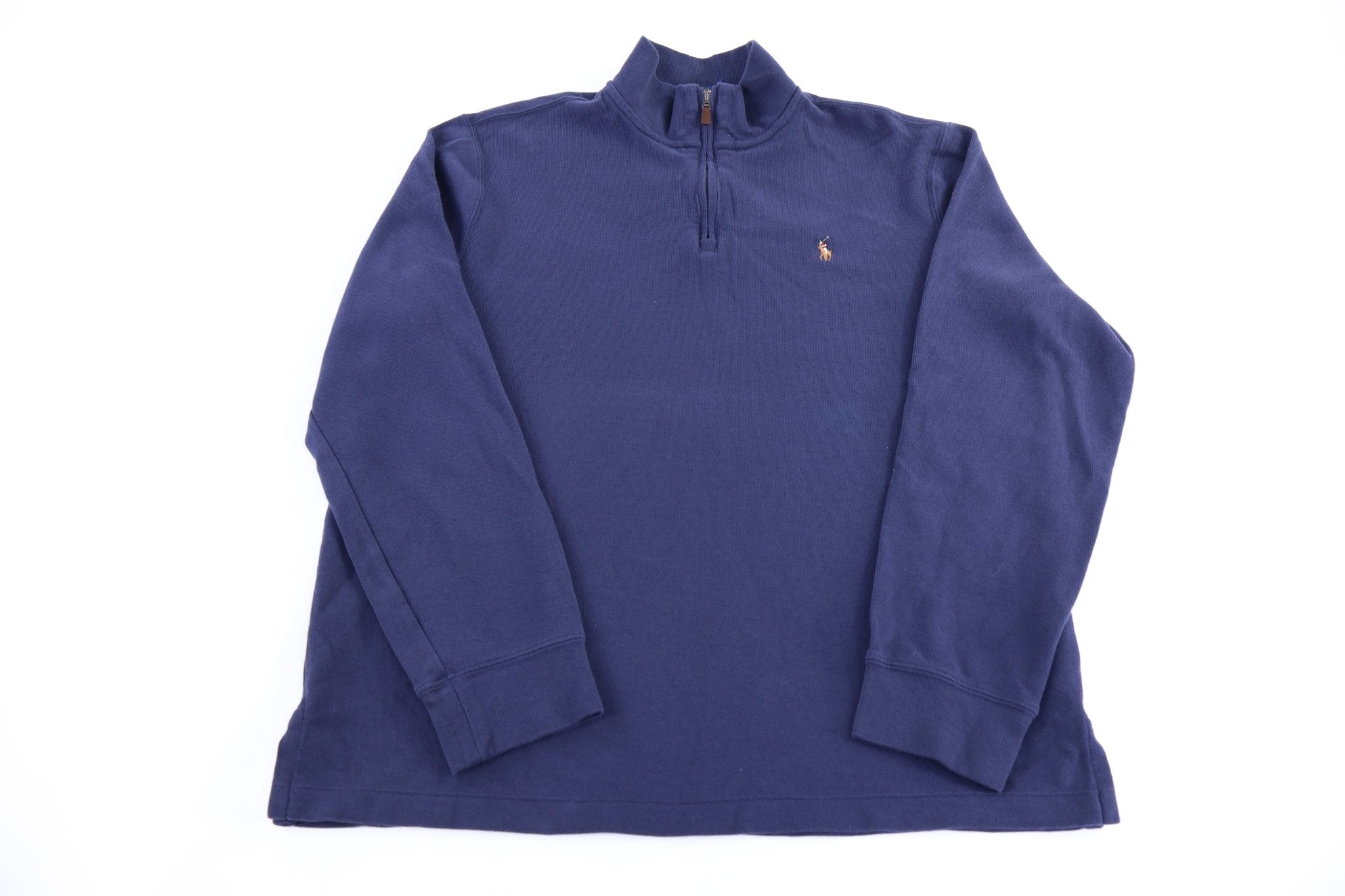 Polo Ralph Lauren Embroidered logo Blue Quarter Zip Sweater - Sweater - Thrifted Threads
