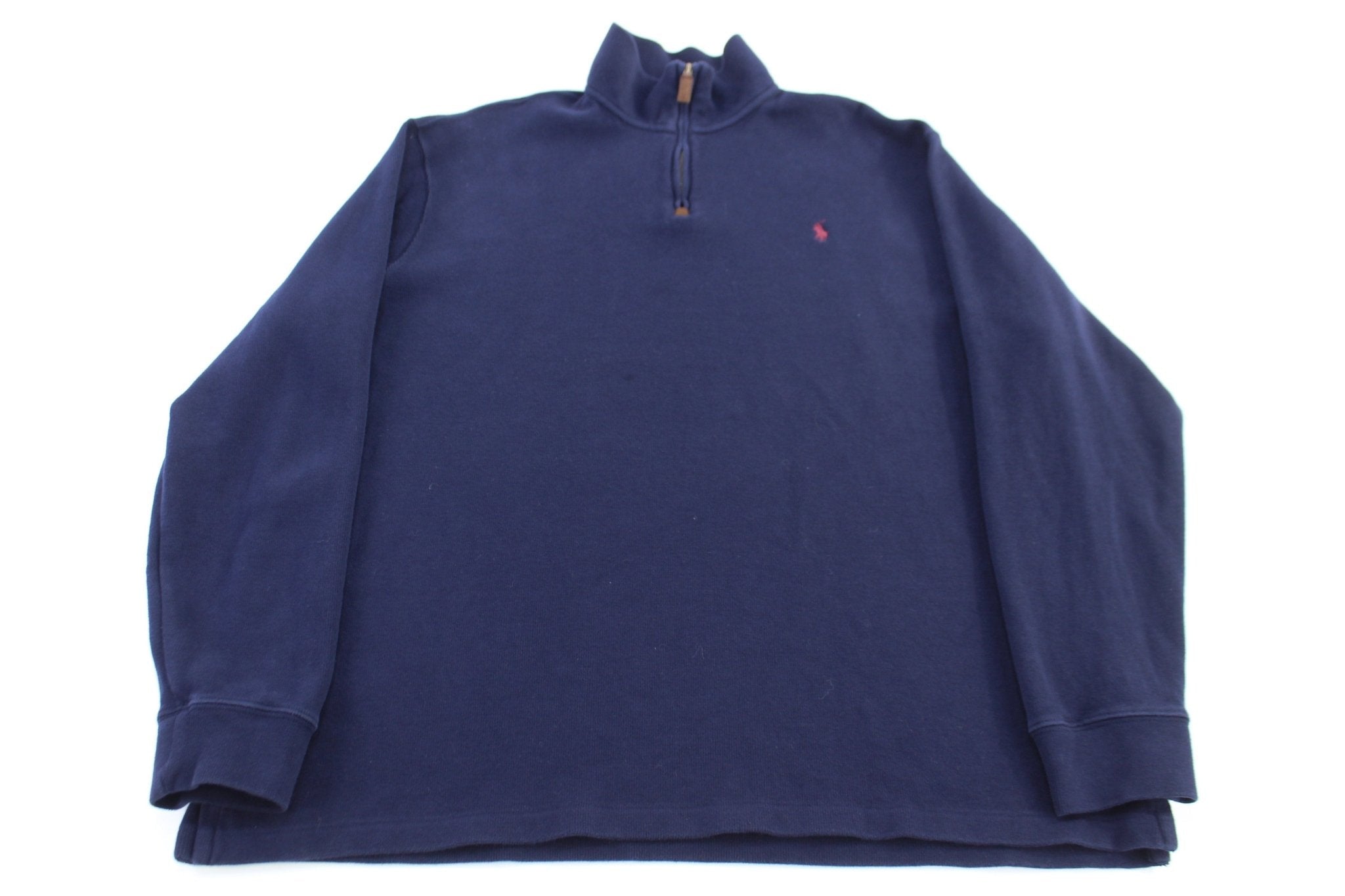 Polo Ralph Lauren Embroidered Logo Blue Quarter Zip Sweater - Sweater - Thrifted Threads