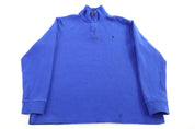 Polo Ralph Lauren Embroidered Logo Blue Quarter Zip Sweater - Sweater - Thrifted Threads