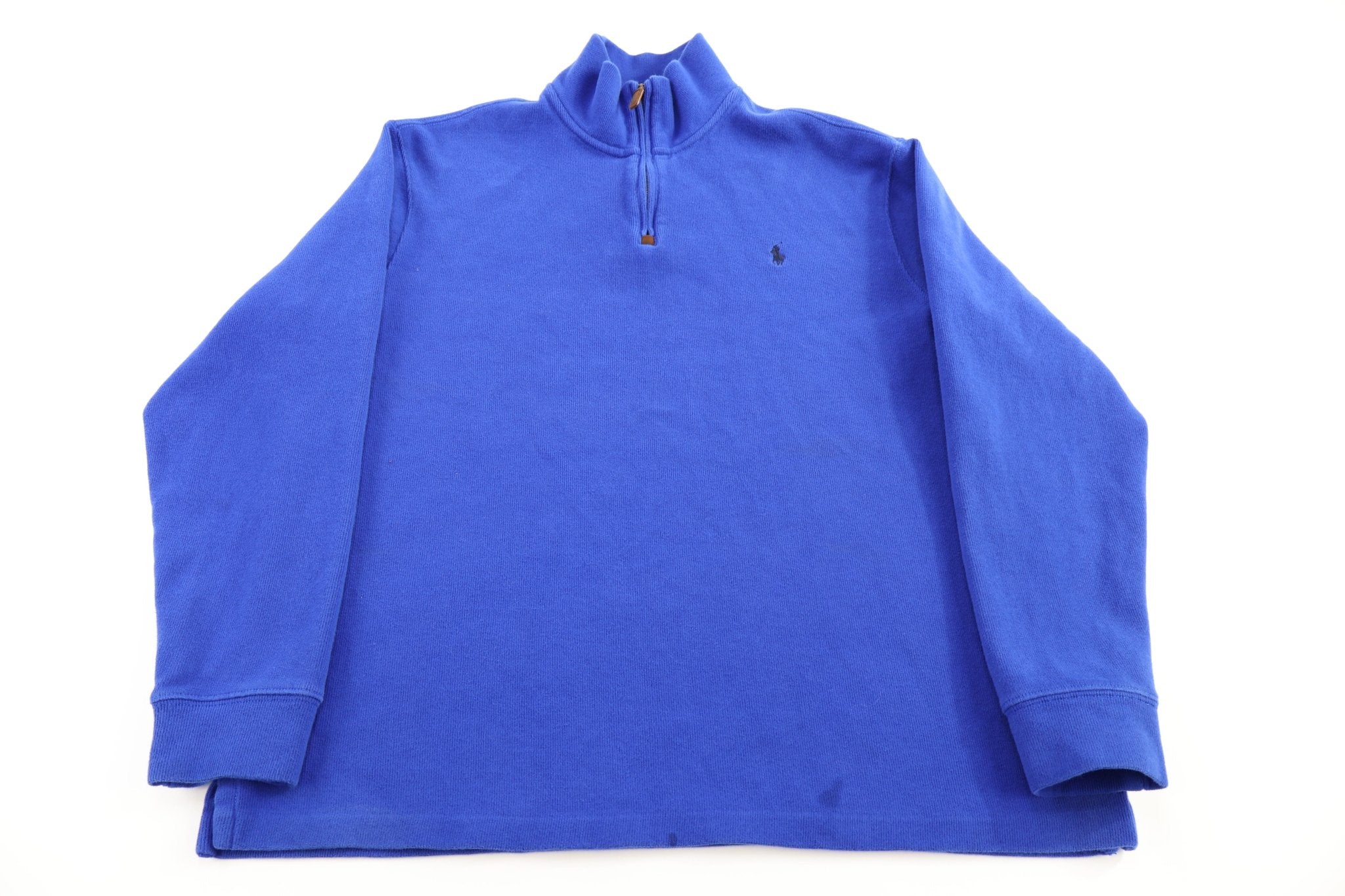 Polo Ralph Lauren Embroidered Logo Blue Quarter Zip Sweater - Sweater - Thrifted Threads