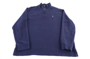 Polo Ralph Lauren Embroidered Logo Blue Quarter Zip Sweater - Sweater - Thrifted Threads