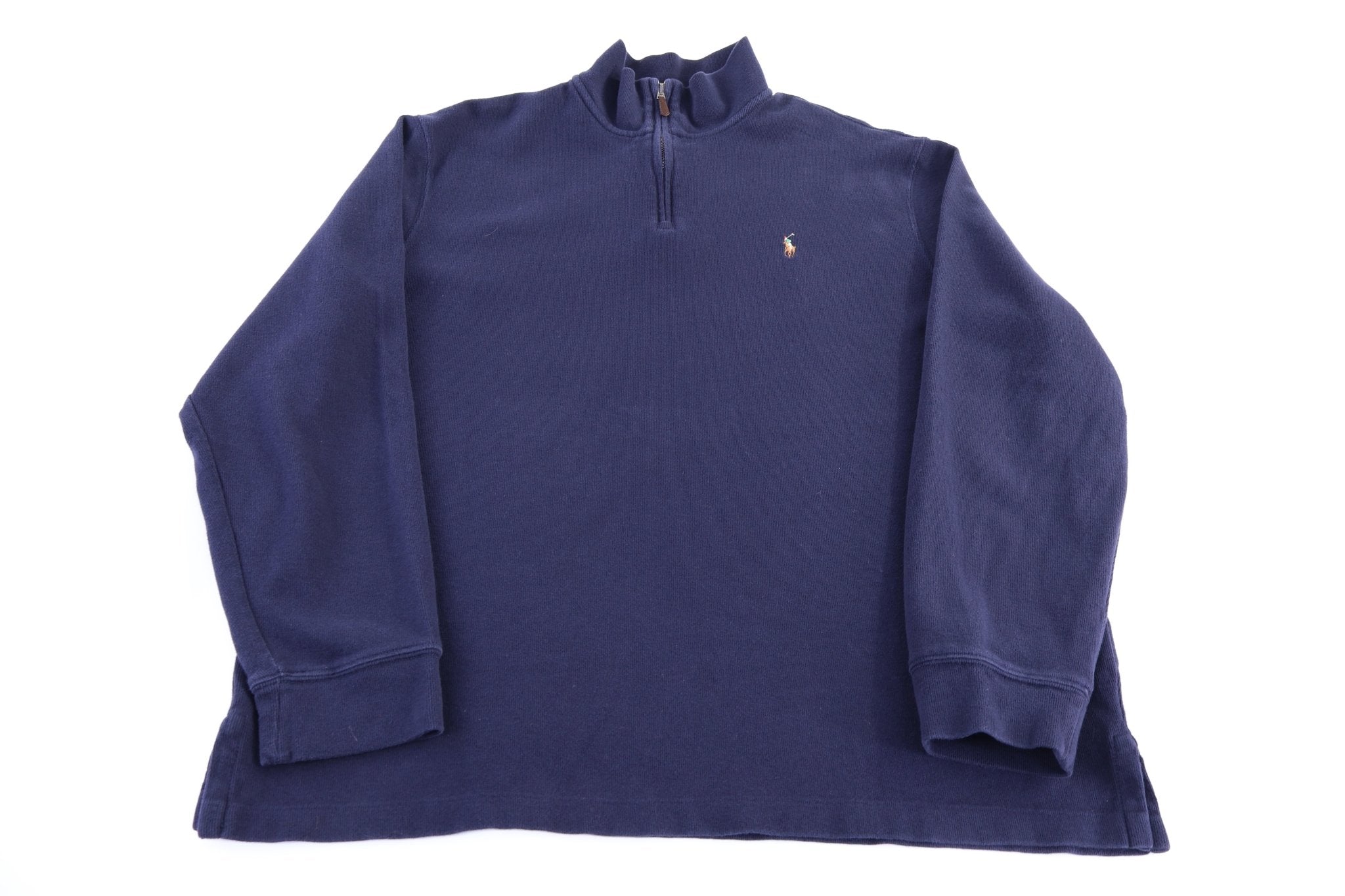 Polo Ralph Lauren Embroidered Logo Blue Quarter Zip Sweater - Sweater - Thrifted Threads