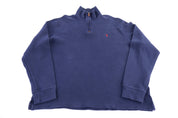 Polo Ralph Lauren Embroidered Logo Blue Quarter Zip Sweater - Sweater - Thrifted Threads