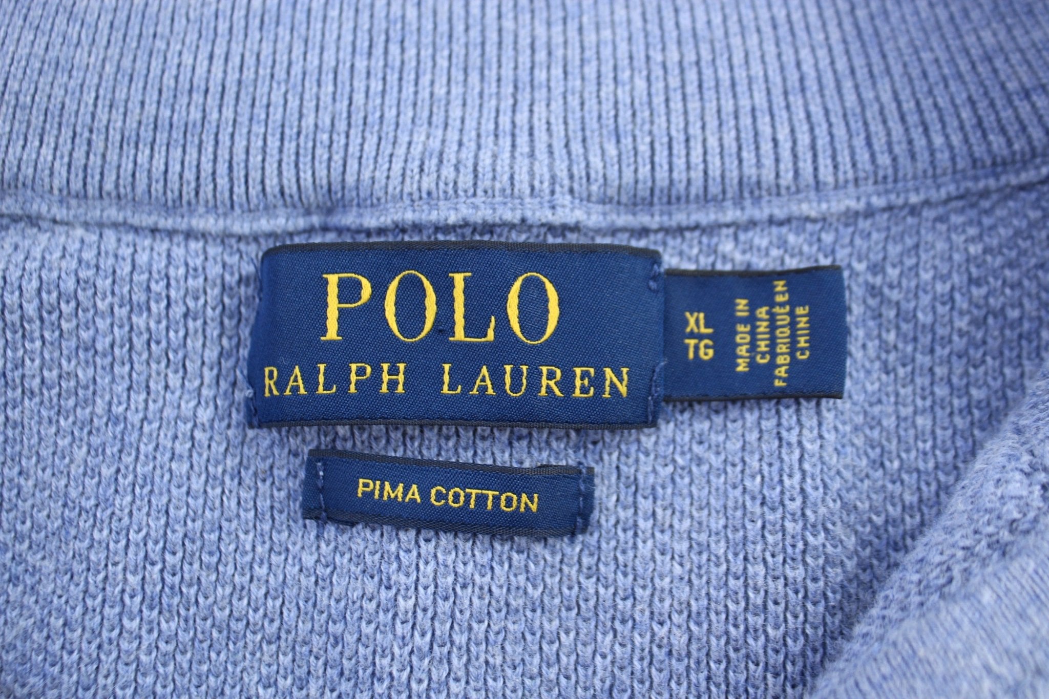 Polo Ralph Lauren Embroidered Logo Blue Quarter Zip Sweater - Sweater - Thrifted Threads