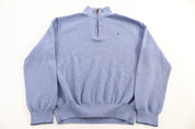 Polo Ralph Lauren Embroidered Logo Blue Quarter Zip Sweater - Sweater - Thrifted Threads