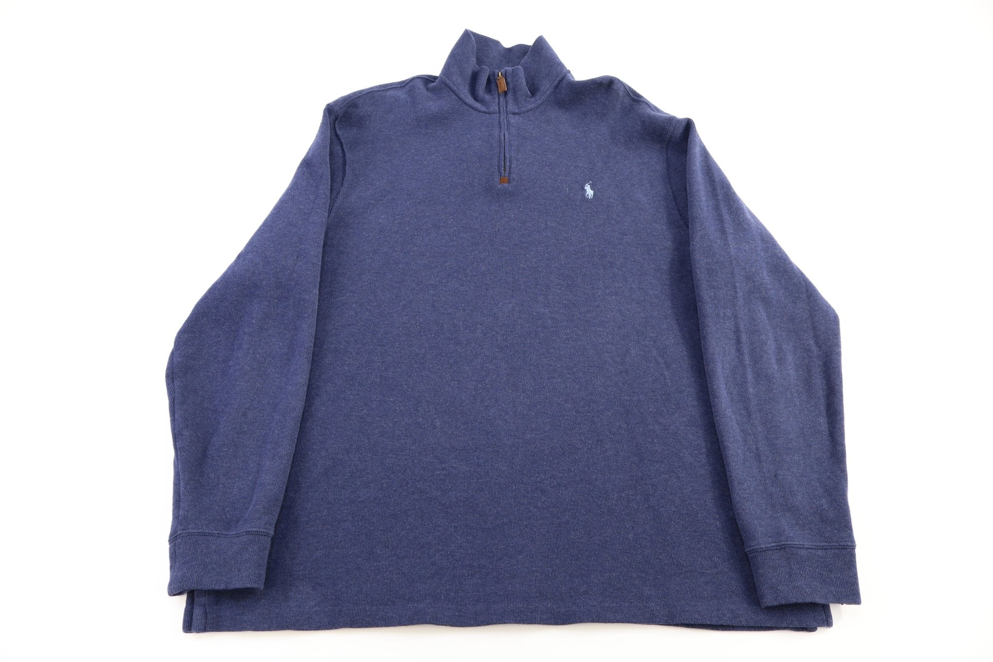 Polo Ralph Lauren Embroidered Logo Blue Quarter Zip Sweater - Sweater - Thrifted Threads