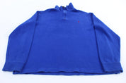 Polo Ralph Lauren Embroidered Logo Blue Quarter Zip Sweater - Sweater - Thrifted Threads