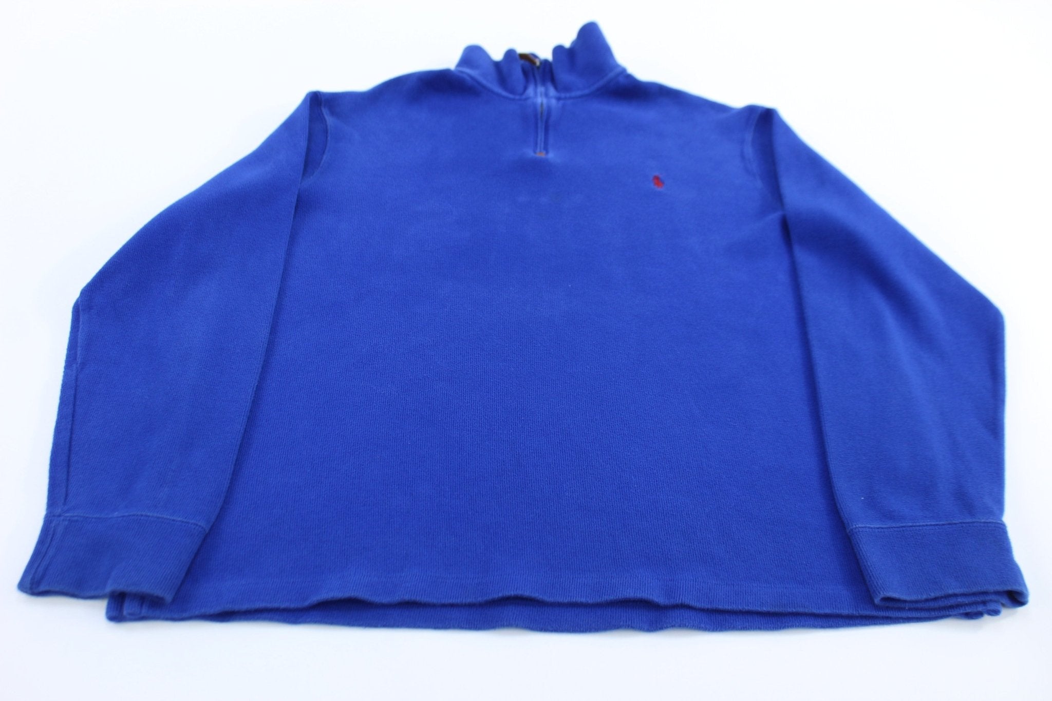 Polo Ralph Lauren Embroidered Logo Blue Quarter Zip Sweater - Sweater - Thrifted Threads