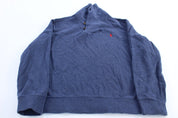 Polo Ralph Lauren Embroidered Logo Blue Shawl Sweater - ThriftedThreads.com