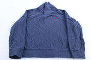 Polo Ralph Lauren Embroidered Logo Blue Shawl Sweater - Sweater - Thrifted Threads