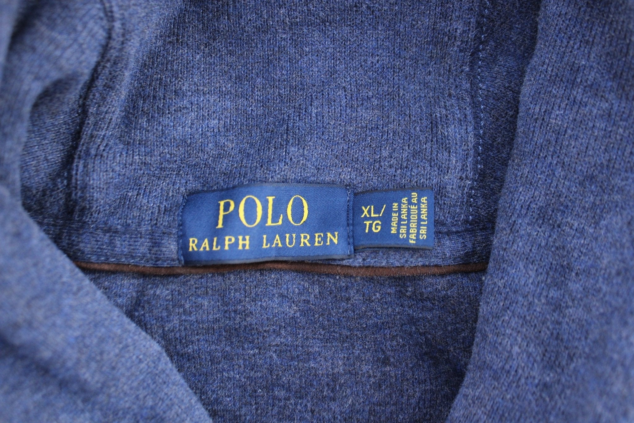 Polo Ralph Lauren Embroidered Logo Blue Shawl Sweater - Sweater - Thrifted Threads