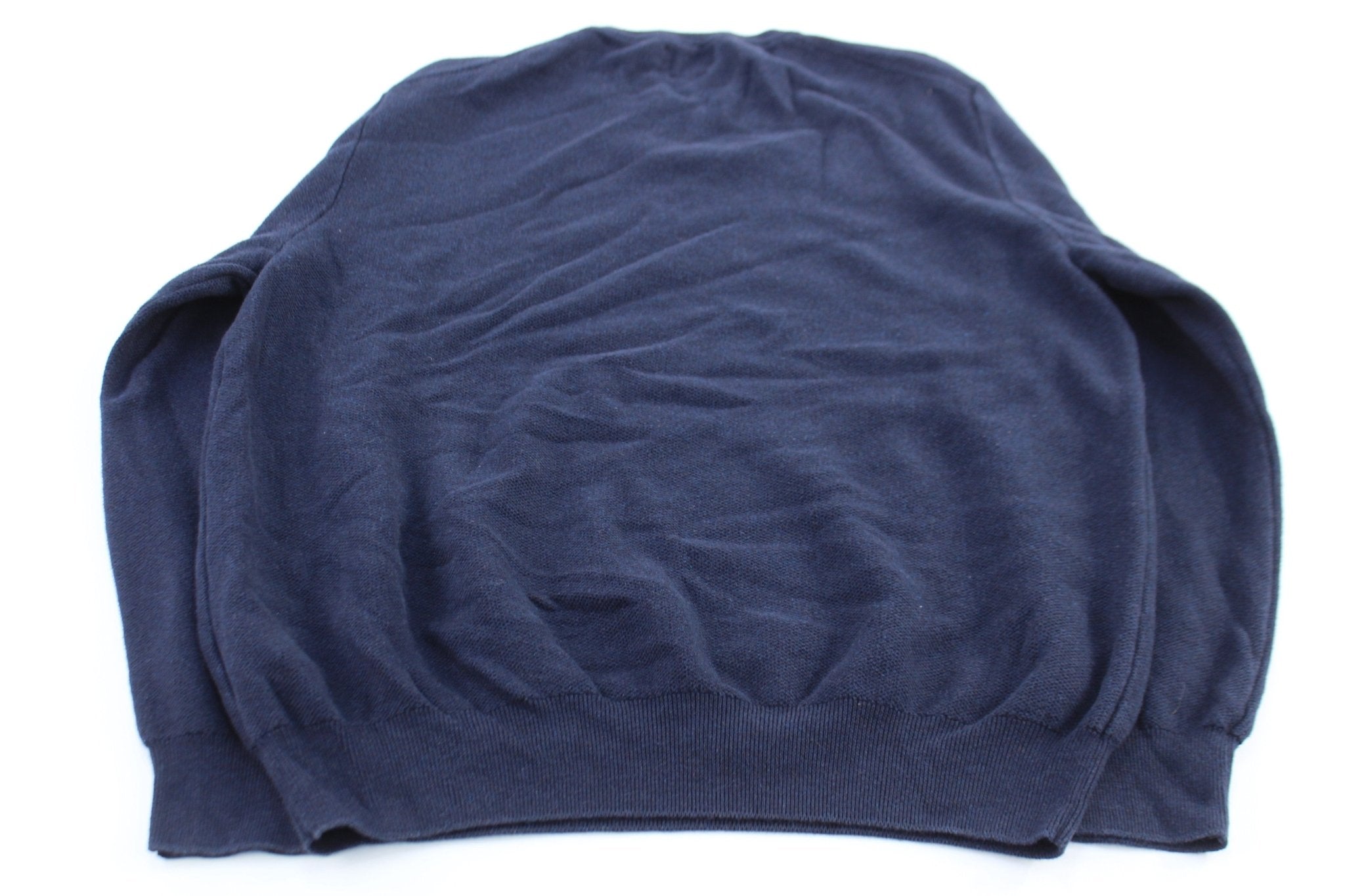 Polo Ralph Lauren Embroidered Logo Blue Sweater - ThriftedThreads.com