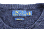 Polo Ralph Lauren Embroidered Logo Blue Sweater - ThriftedThreads.com