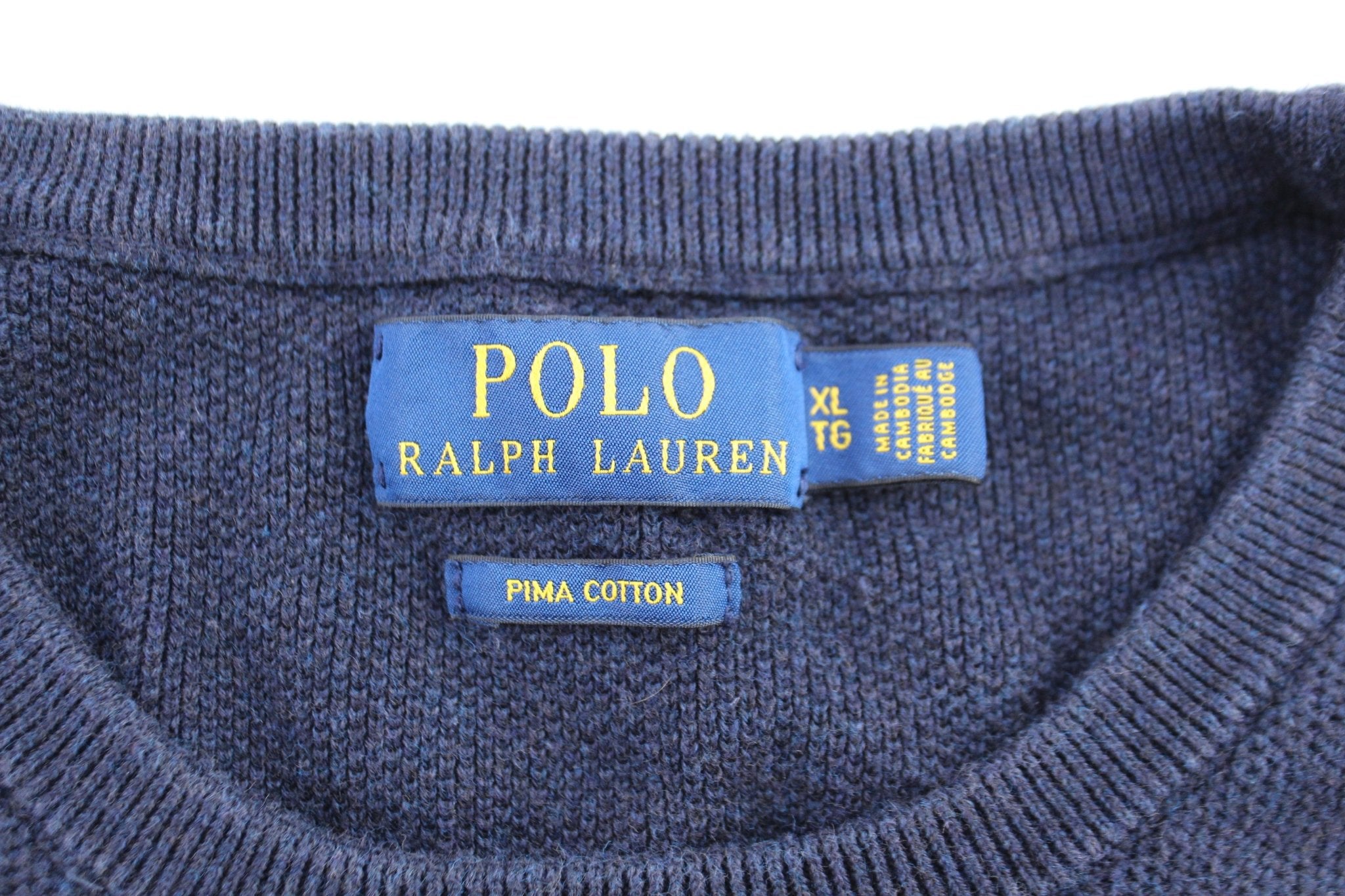 Polo Ralph Lauren Embroidered Logo Blue Sweater - ThriftedThreads.com