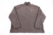 Polo Ralph Lauren Embroidered Logo Brown Quarter Zip Pullover - Sweater - Thrifted Threads