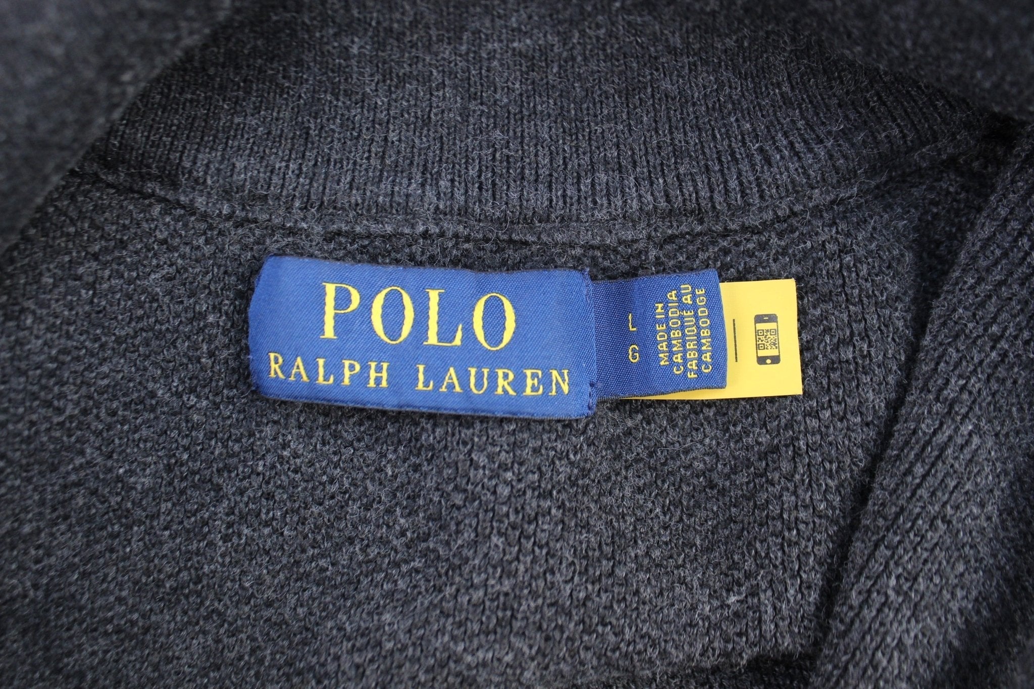 Polo Ralph Lauren Embroidered Logo Dark Grey Pullover Sweater - Sweater - Thrifted Threads