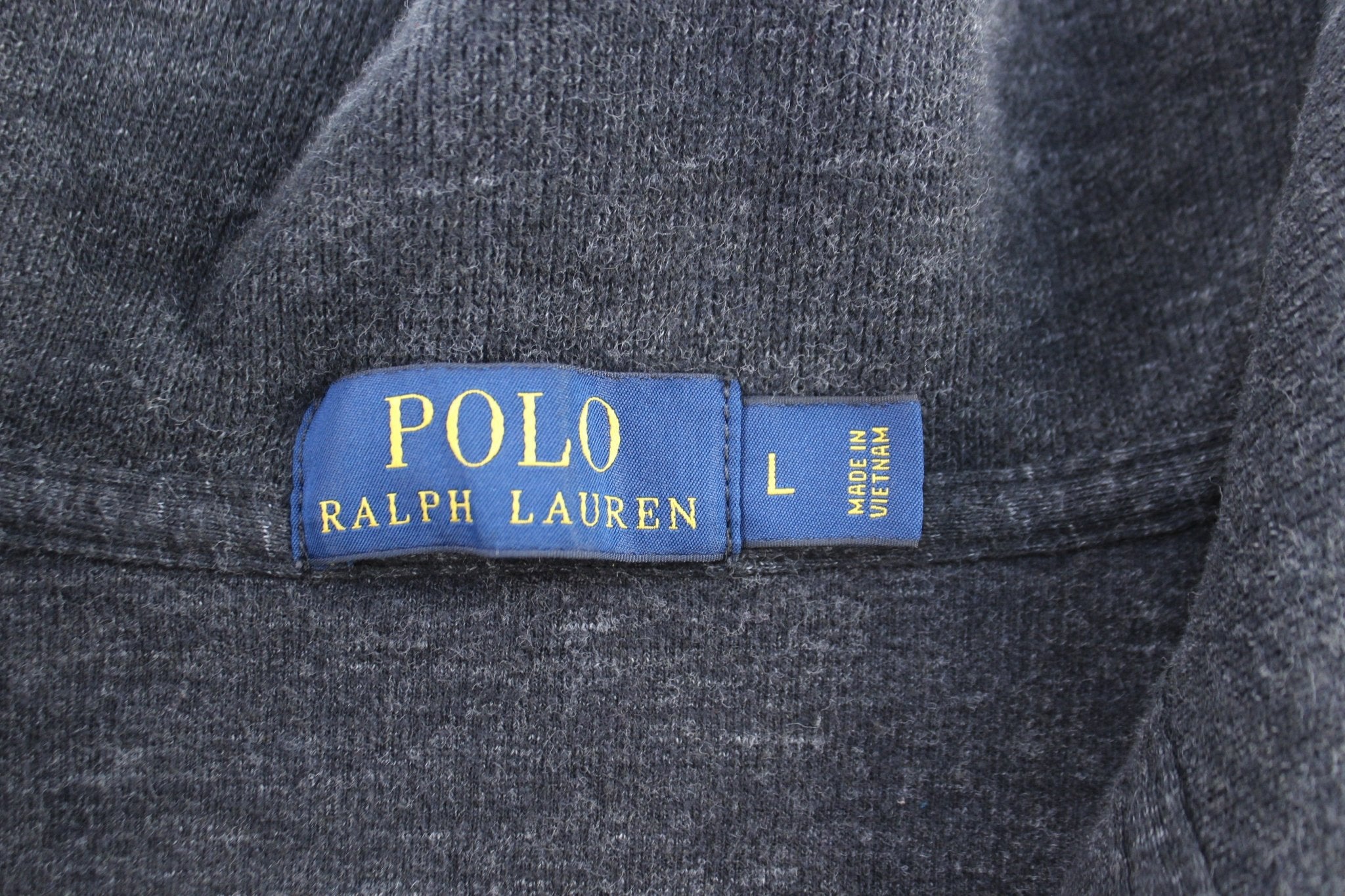 Polo Ralph Lauren Embroidered Logo Dark Grey Quarter Zip Sweater - ThriftedThreads.com