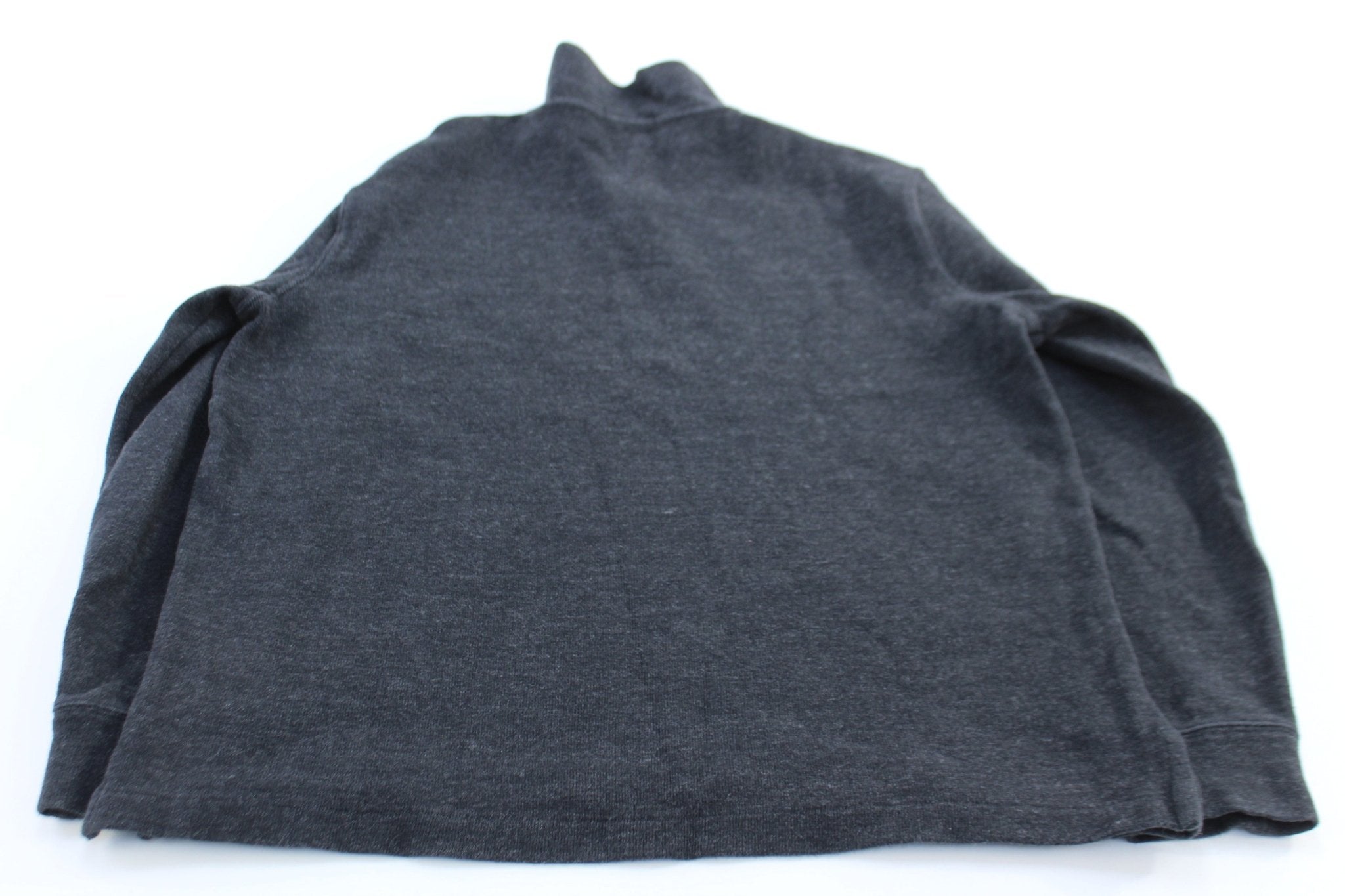 Polo Ralph Lauren Embroidered Logo Dark Grey Quarter Zip Sweater - ThriftedThreads.com