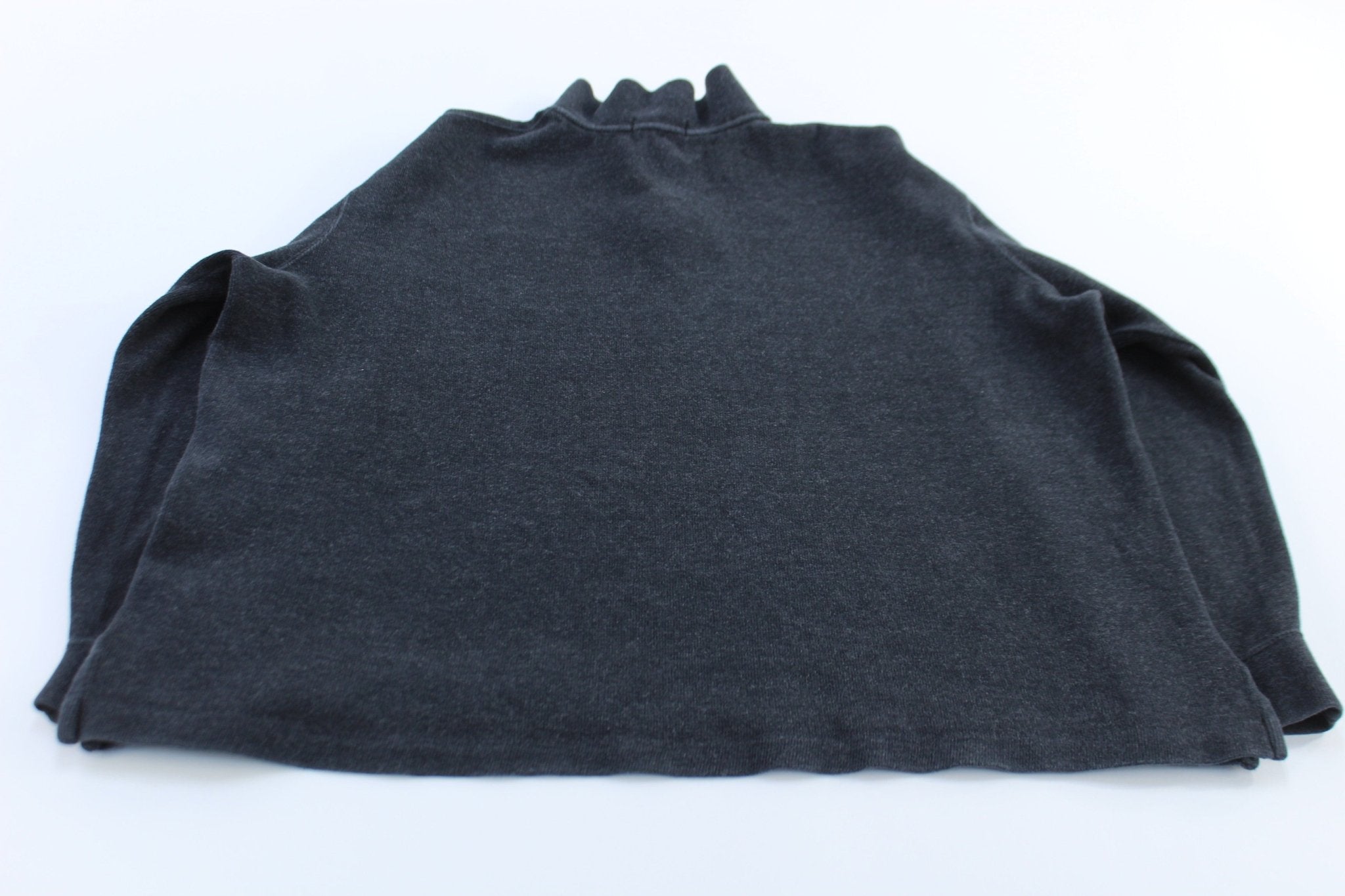 Polo Ralph Lauren Embroidered Logo Dark Grey Quarter Zip Sweater - ThriftedThreads.com