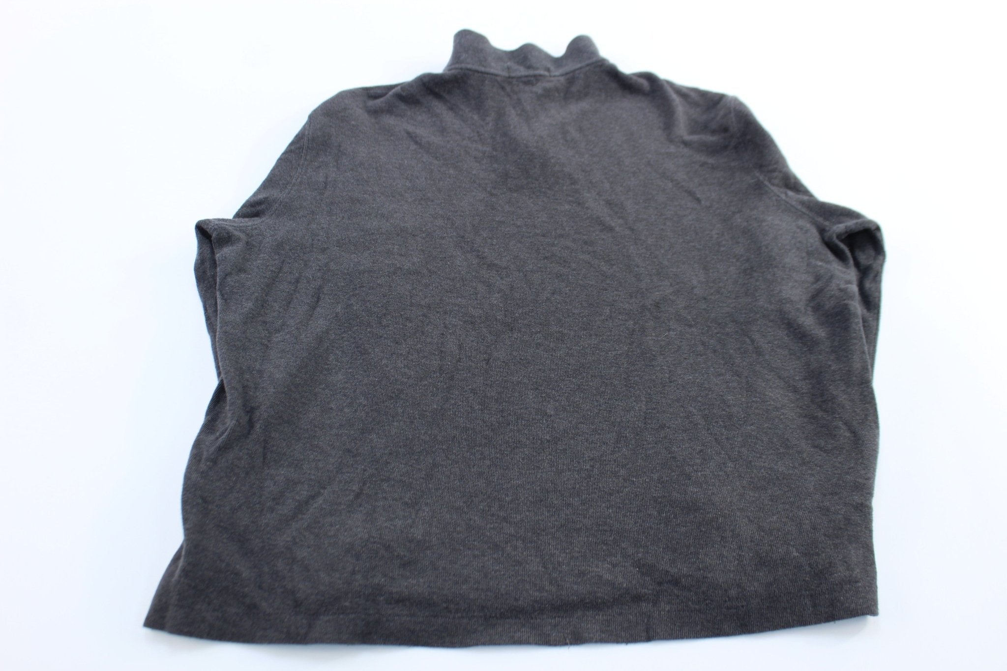Polo Ralph Lauren Embroidered Logo Dark Grey Quarter Zip Sweater - ThriftedThreads.com