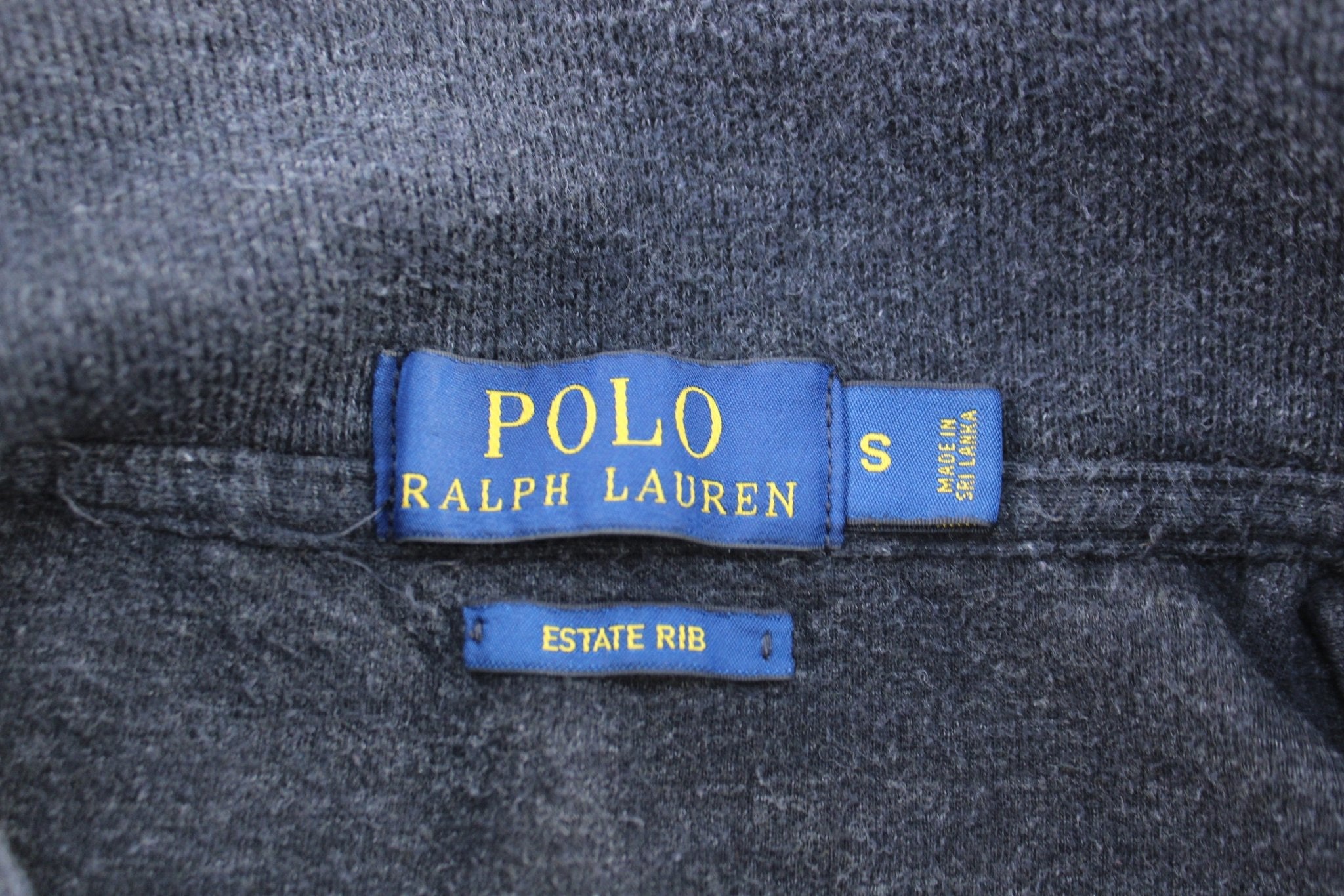 Polo Ralph Lauren Embroidered Logo Dark Grey Quarter Zip Sweater - ThriftedThreads.com