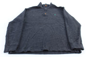 Polo Ralph Lauren Embroidered Logo Dark Grey Quarter Zip Sweater - ThriftedThreads.com