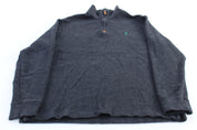 Polo Ralph Lauren Embroidered Logo Dark Grey Quarter Zip Sweater - Sweater - Thrifted Threads
