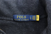Polo Ralph Lauren Embroidered Logo Dark Grey Quarter Zip Sweater - Sweater - Thrifted Threads
