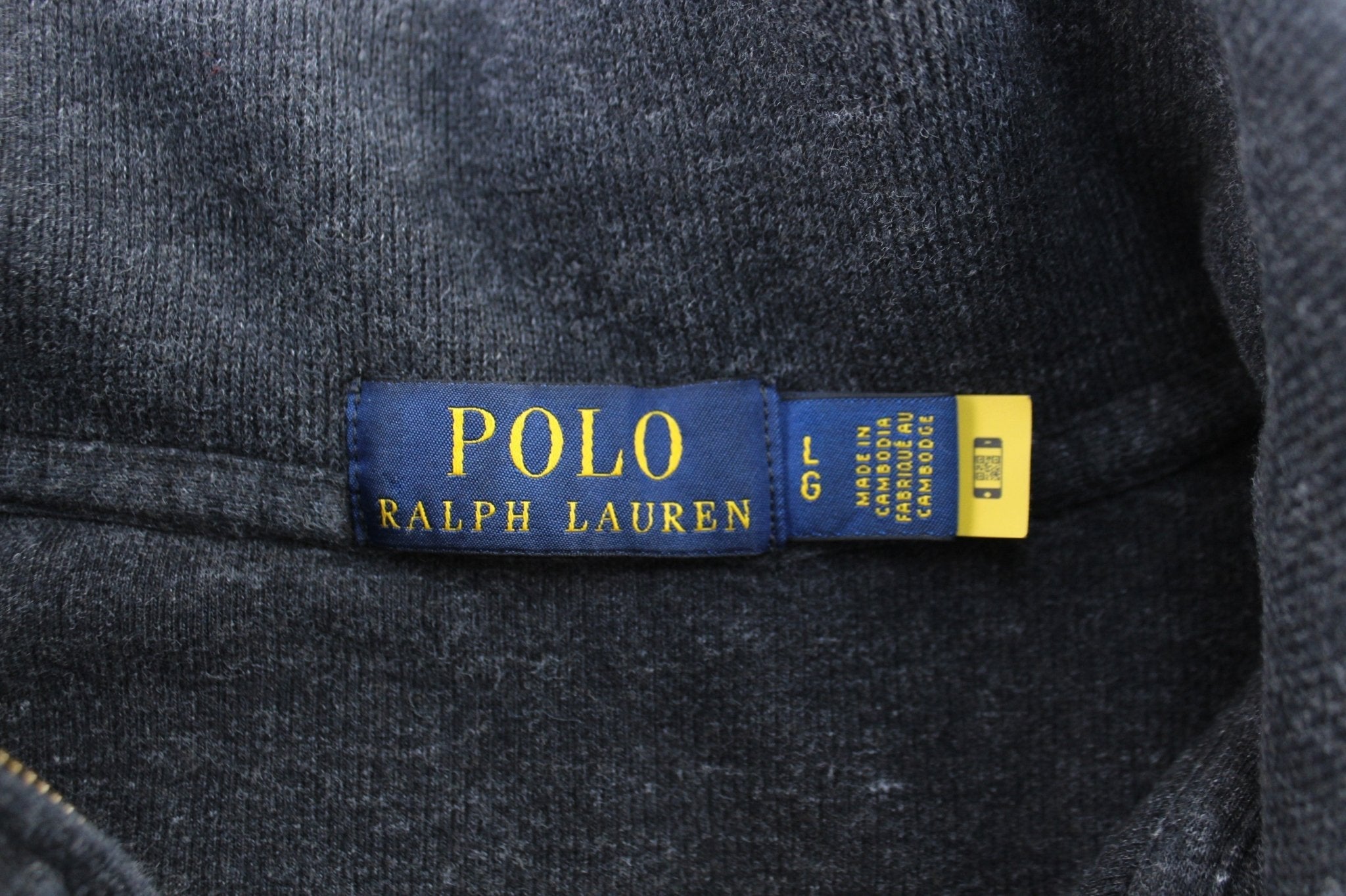 Polo Ralph Lauren Embroidered Logo Dark Grey Quarter Zip Sweater - Sweater - Thrifted Threads