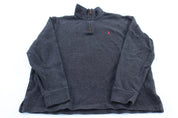 Polo Ralph Lauren Embroidered Logo Dark Grey Quarter Zip Sweater - Sweater - Thrifted Threads
