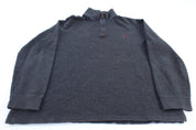 Polo Ralph Lauren Embroidered Logo Dark Grey Quarter Zip Sweater - Sweater - Thrifted Threads