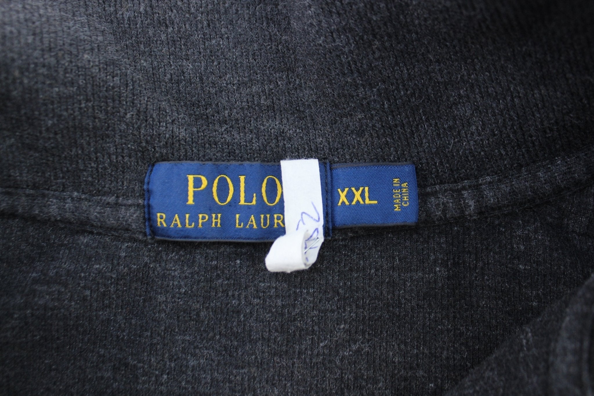 Polo Ralph Lauren Embroidered Logo Dark Grey Quarter Zip Sweater - Sweater - Thrifted Threads