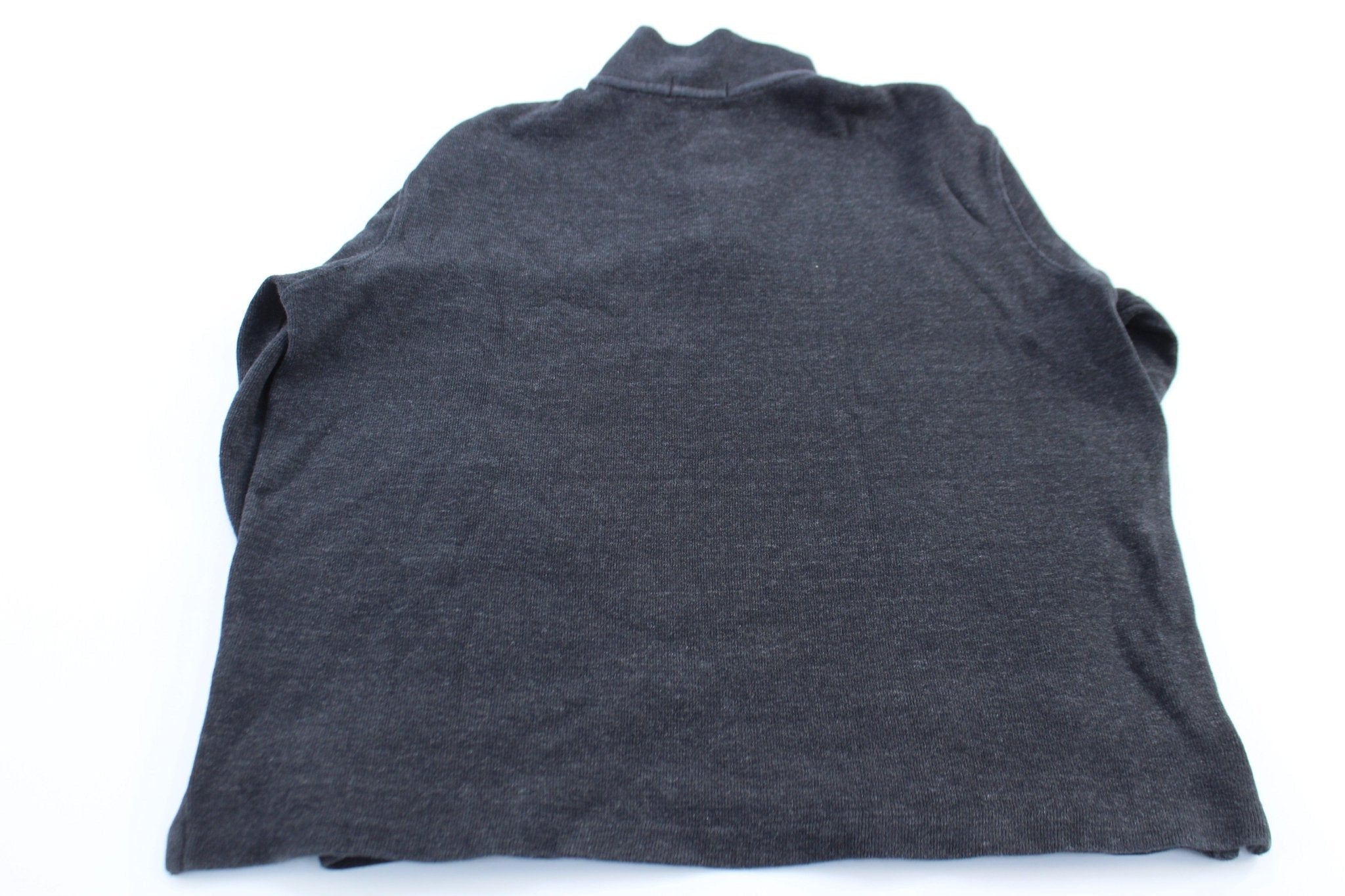 Polo Ralph Lauren Embroidered Logo Dark Grey Quarter Zip Sweater - Sweater - Thrifted Threads