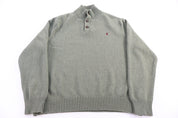 Polo Ralph Lauren Embroidered Logo Green Henley Sweater - Sweater - Thrifted Threads