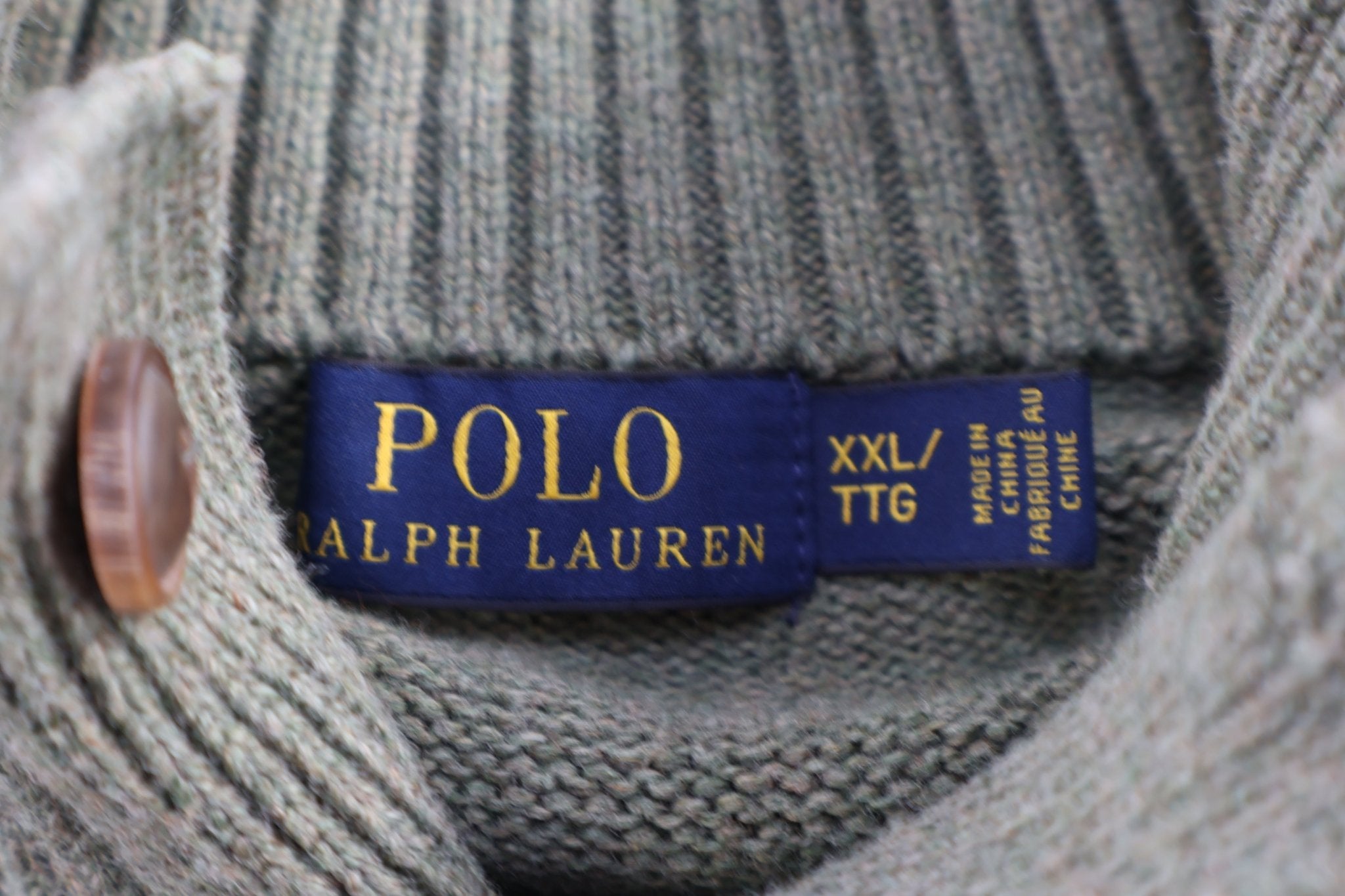 Polo Ralph Lauren Embroidered Logo Green Henley Sweater - Sweater - Thrifted Threads