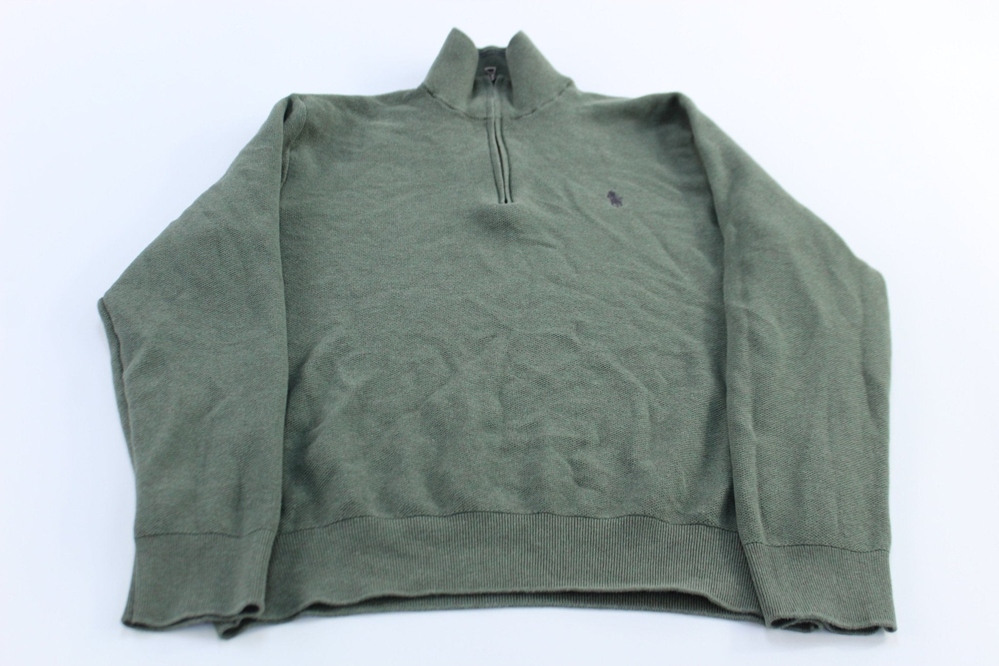 Polo Ralph Lauren Embroidered Logo Green Pullover Sweater - ThriftedThreads.com