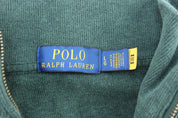 Polo Ralph Lauren Embroidered Logo Green Quarter Zip Sweater - ThriftedThreads.com