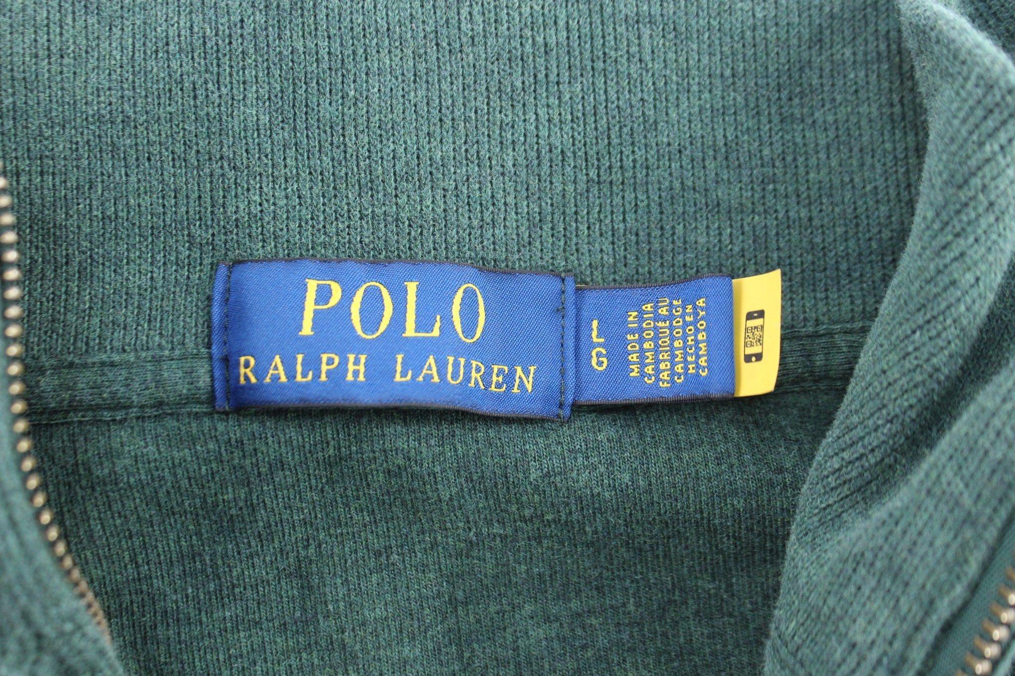 Polo Ralph Lauren Embroidered Logo Green Quarter Zip Sweater - ThriftedThreads.com