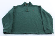Polo Ralph Lauren Embroidered Logo Green Quarter Zip Sweater - ThriftedThreads.com