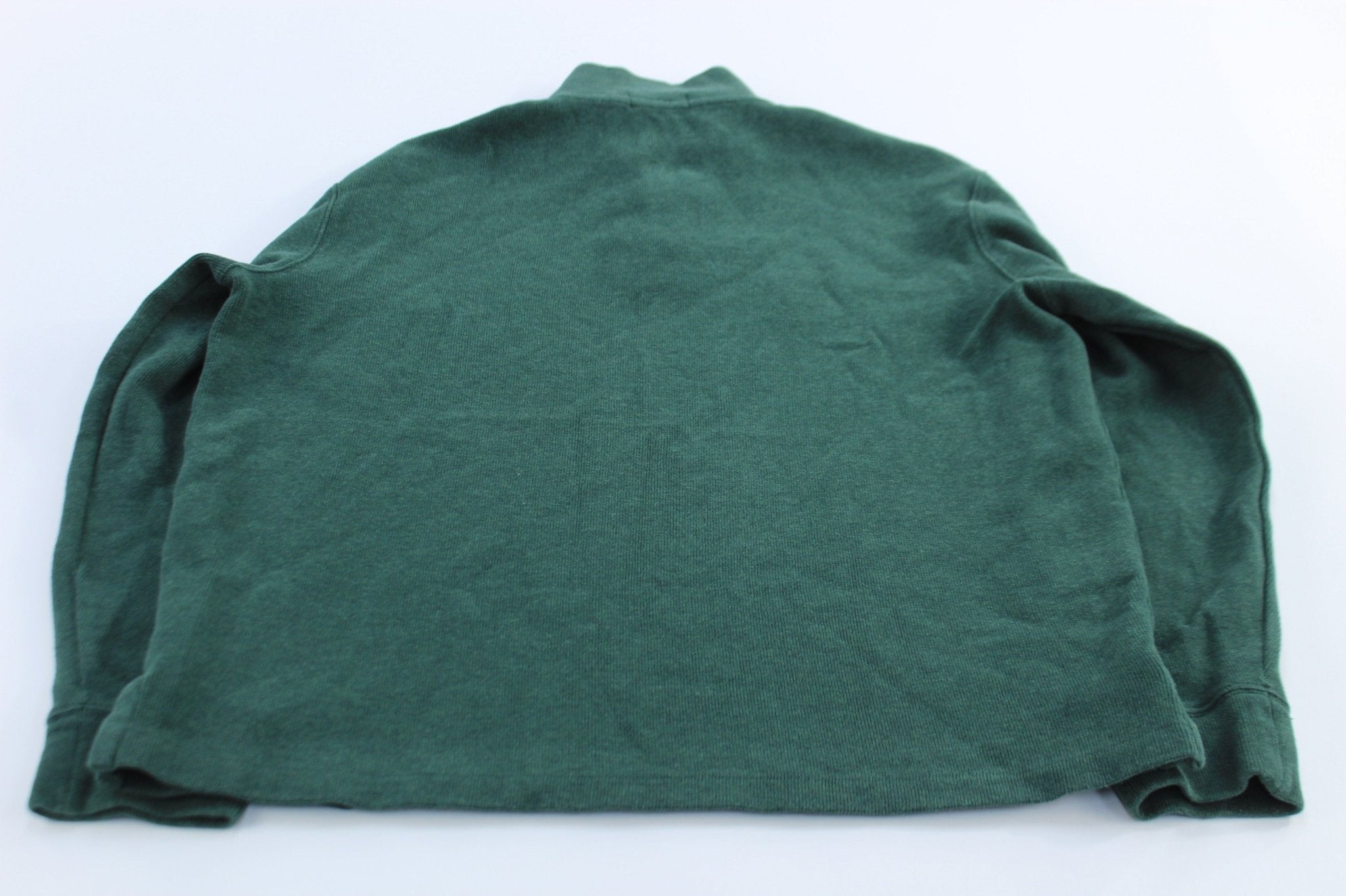 Polo Ralph Lauren Embroidered Logo Green Quarter Zip Sweater - ThriftedThreads.com