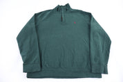 Polo Ralph Lauren Embroidered Logo Green Quarter Zip Sweater - Sweater - Thrifted Threads