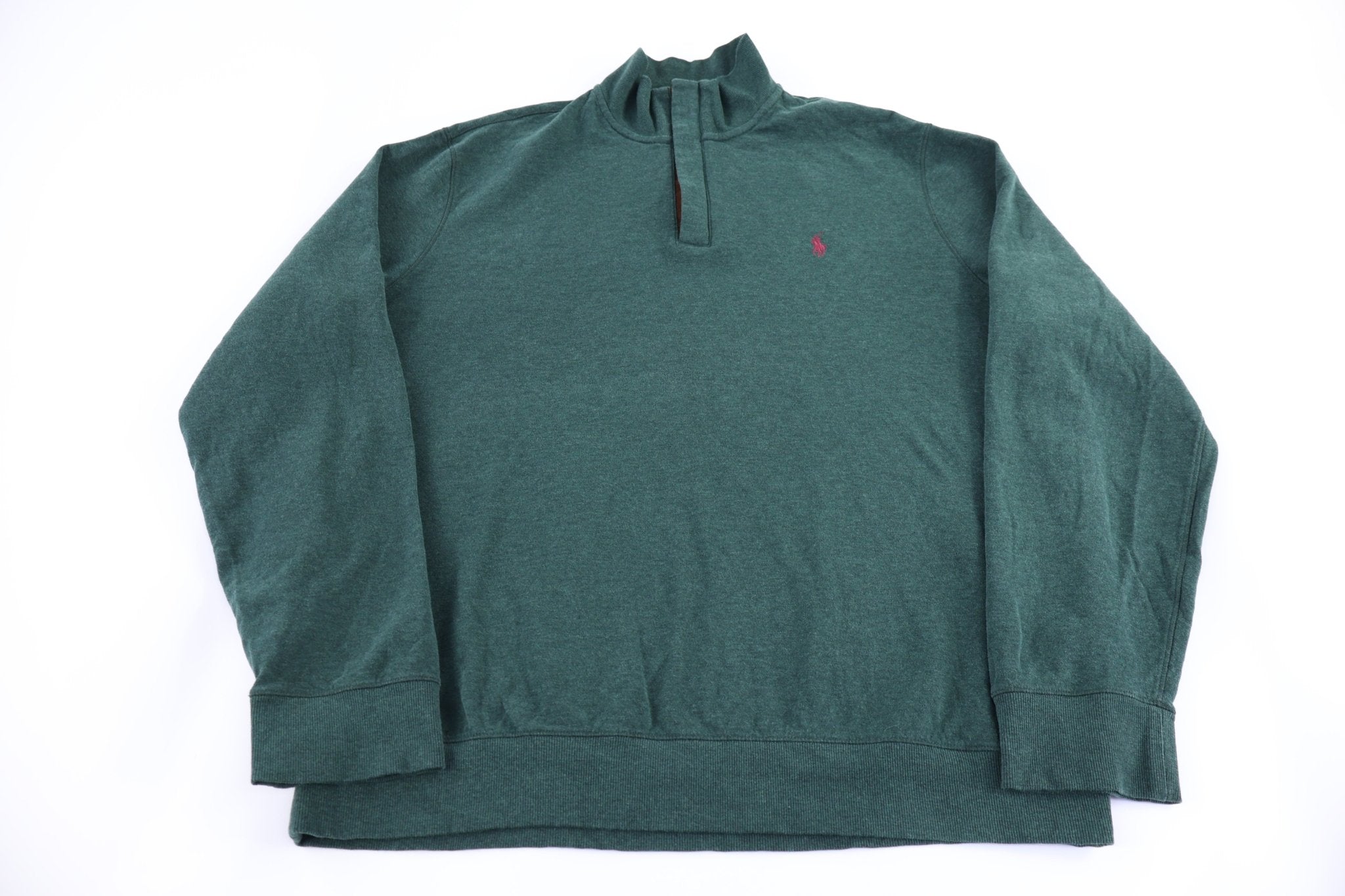 Polo Ralph Lauren Embroidered Logo Green Quarter Zip Sweater - Sweater - Thrifted Threads