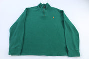 Polo Ralph Lauren Embroidered Logo Green Quarter Zip Sweater - Sweater - Thrifted Threads