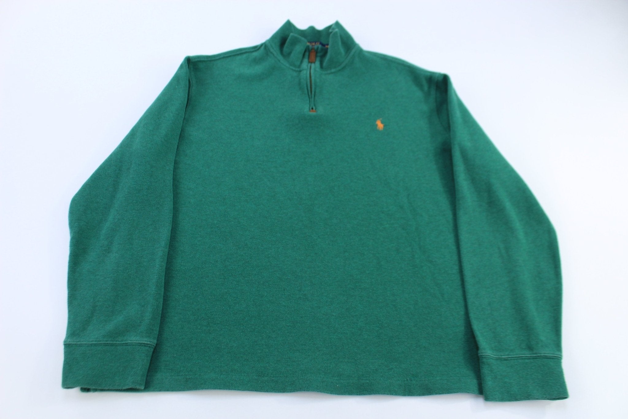 Polo Ralph Lauren Embroidered Logo Green Quarter Zip Sweater - Sweater - Thrifted Threads