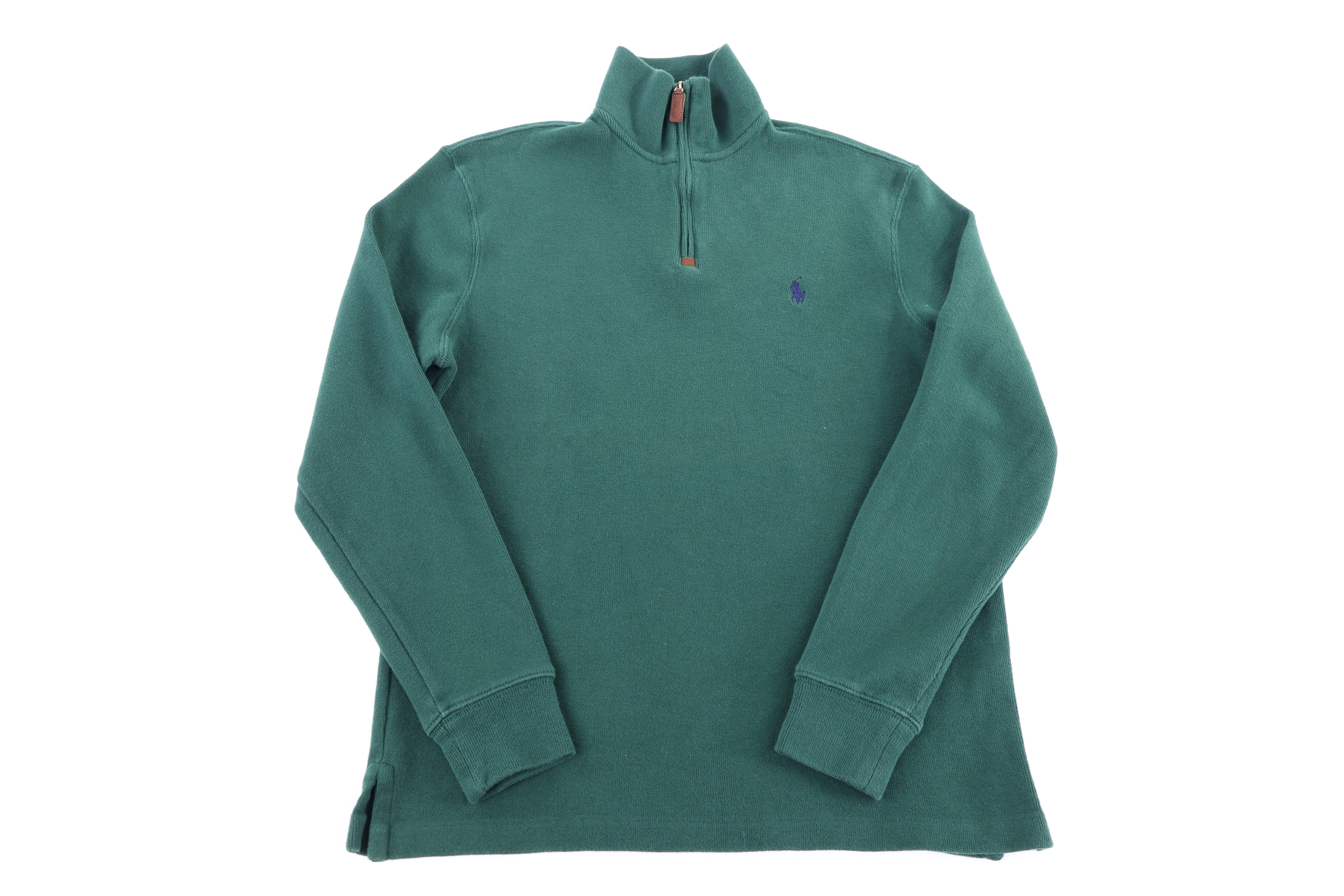 Polo Ralph Lauren Embroidered Logo Green Quarter Zip Sweater - Sweater - Thrifted Threads