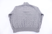 Polo Ralph Lauren Embroidered Logo Grey Cable Knit Sweater - Sweater - Thrifted Threads