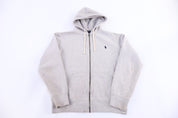 Polo Ralph Lauren Embroidered Logo Grey Full Zip Hoodie - Jacket - Thrifted Threads