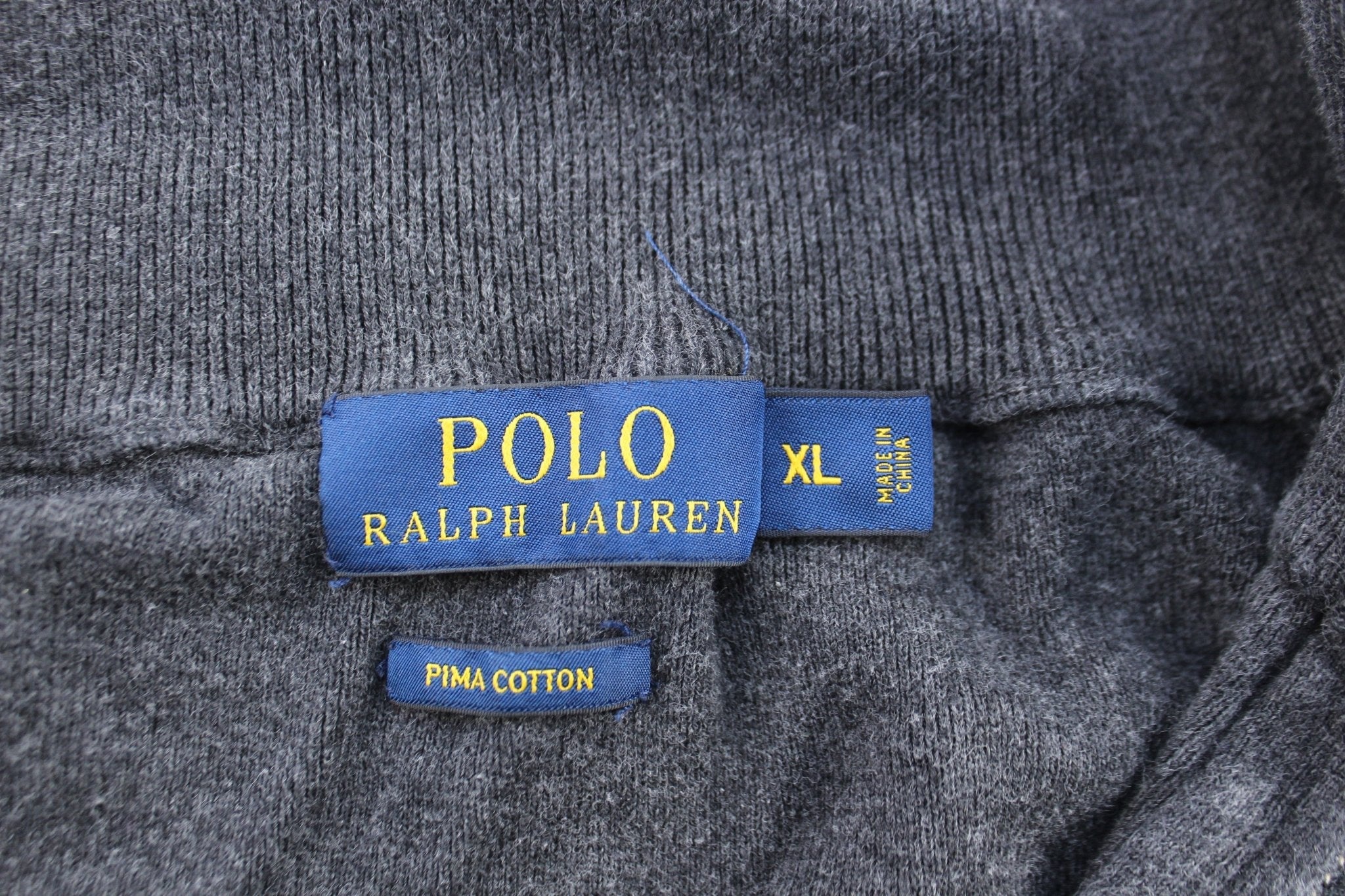 Polo Ralph Lauren Embroidered Logo Grey Quarter Zip Sweater - ThriftedThreads.com