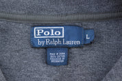 Polo Ralph Lauren Embroidered Logo Grey Quarter Zip Sweater - ThriftedThreads.com