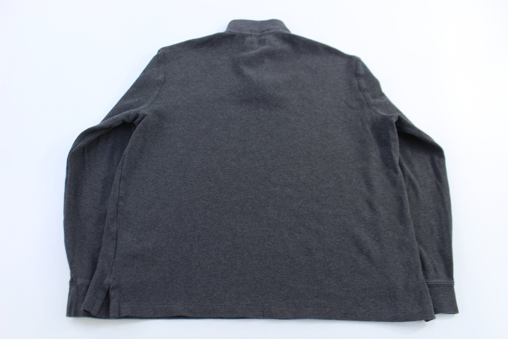 Polo Ralph Lauren Embroidered Logo Grey Quarter Zip Sweater - ThriftedThreads.com